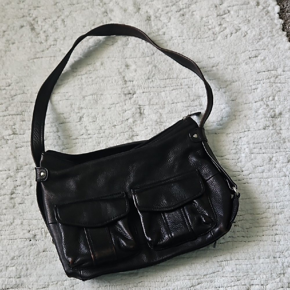 Fossil Black Leather Shoulder Bag